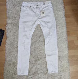 NWOT Bershka White Distressed Skinny Jeans